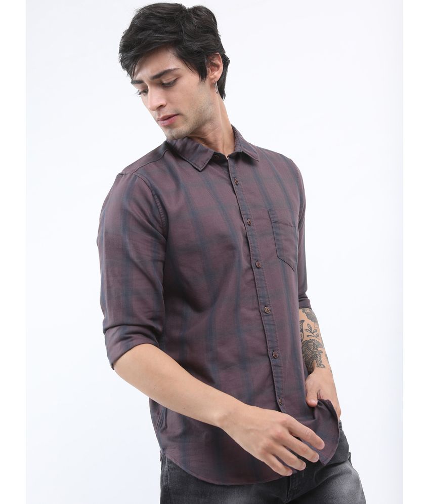     			Ketch Cotton Blend Regular Fit Checks Full Sleeves Men's Casual Shirt - Brown ( Pack of 1 )