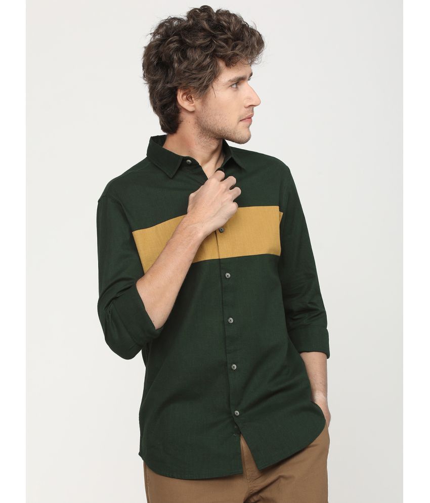     			Ketch Cotton Blend Regular Fit Colorblock Full Sleeves Men's Casual Shirt - Green ( Pack of 1 )