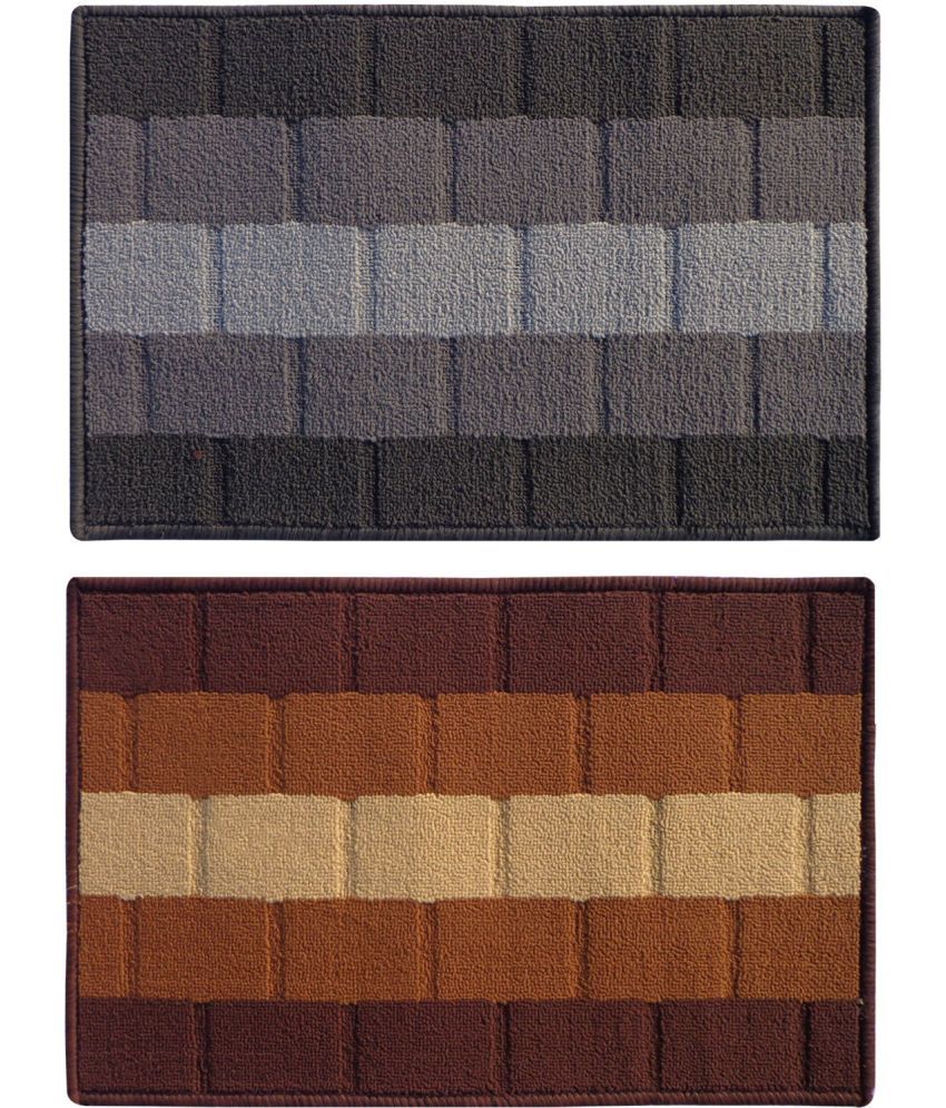     			Status - Anti-skid Polyester Door Mat ( 58 X 30 cm ) Set of 2 - Multi