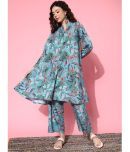 Varanga Viscose Printed Kurti With Pants Women's Stitched Salwar Suit - Sea Green ( Pack of 1 )