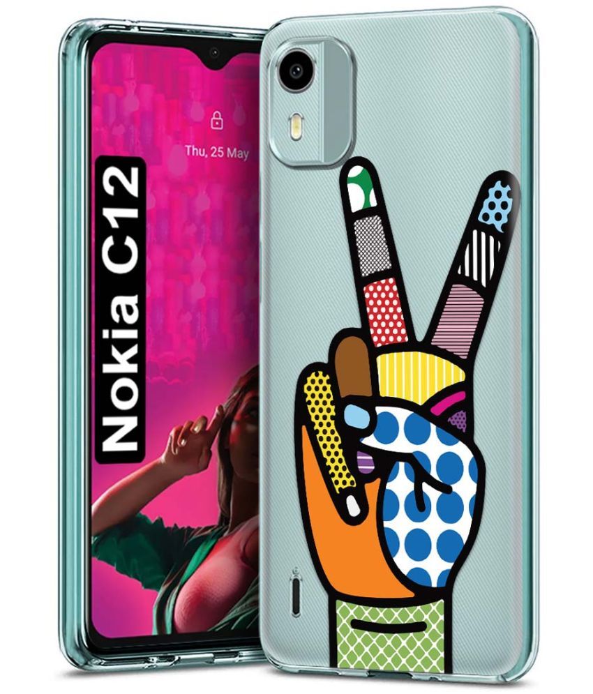     			Fashionury Multicolor Printed Back Cover Silicon Compatible For Nokia C12 ( Pack of 1 )