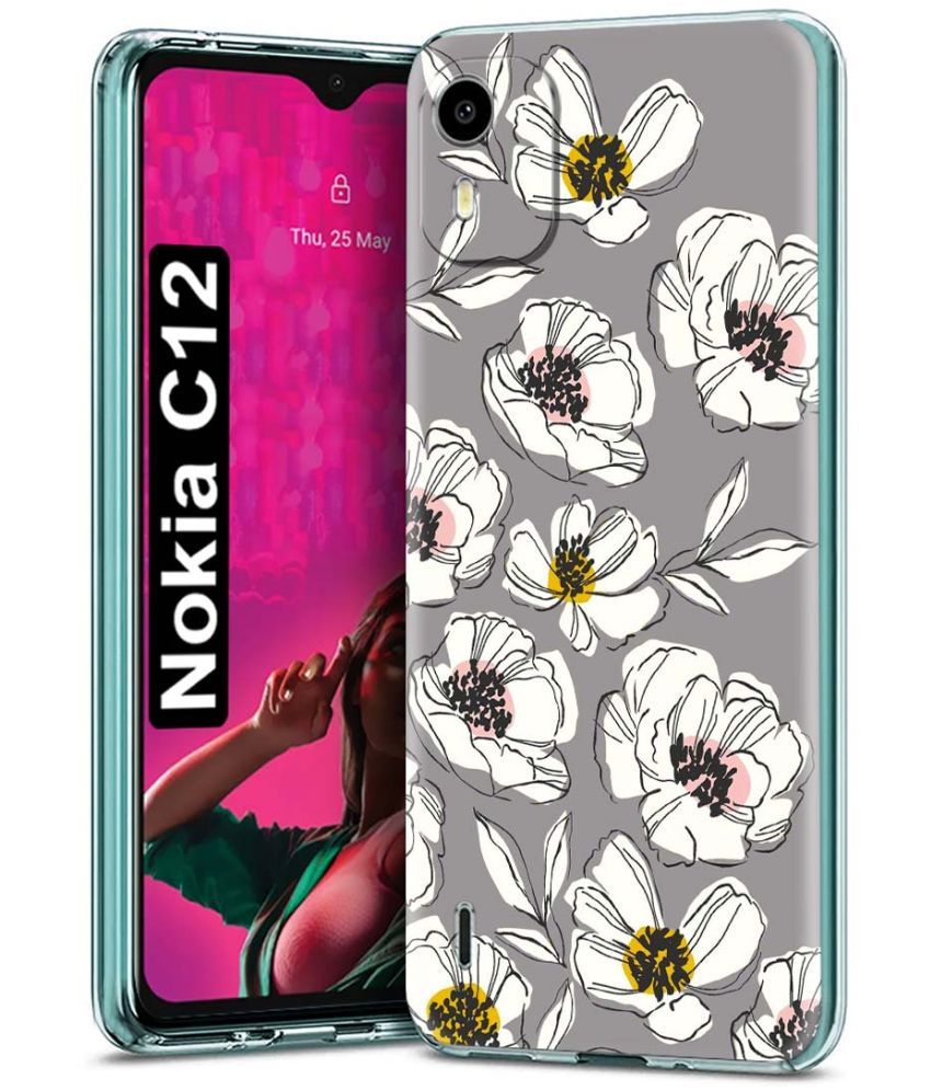     			Fashionury Multicolor Printed Back Cover Silicon Compatible For Nokia C12 ( Pack of 1 )