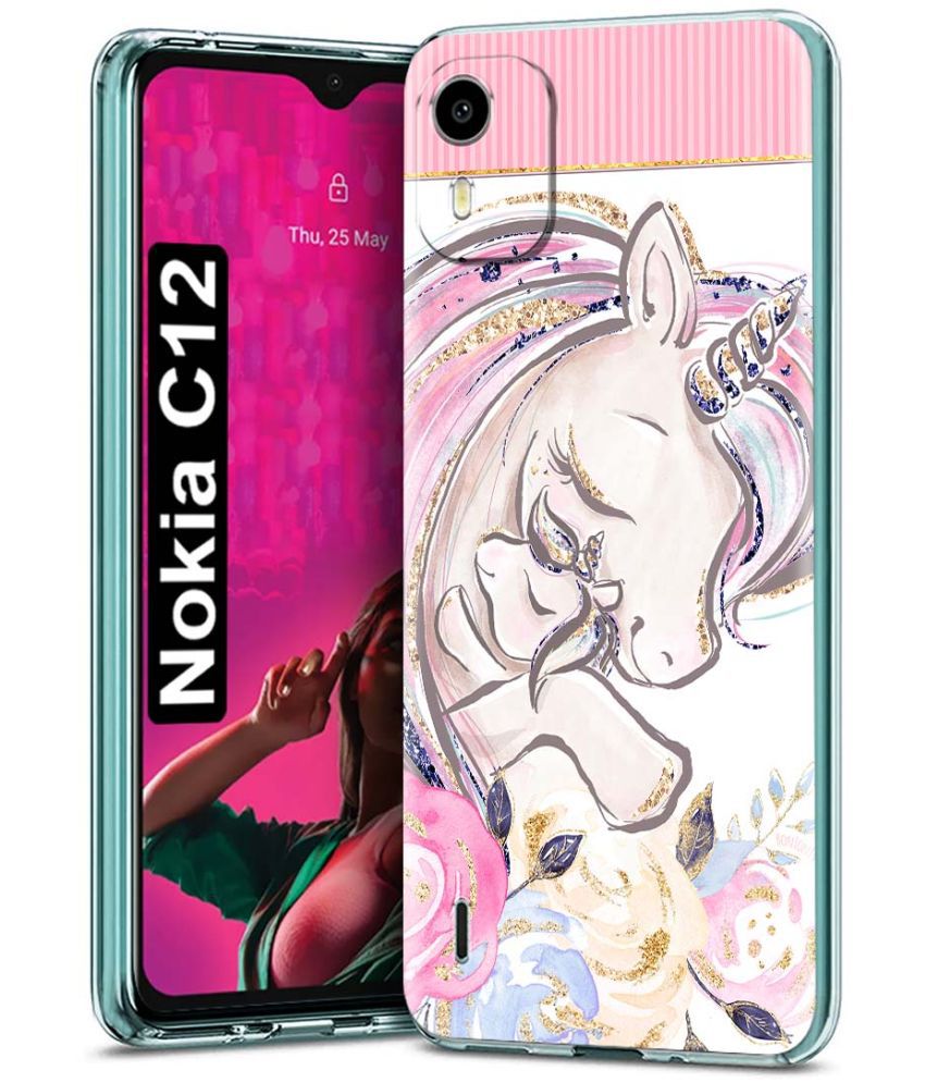     			Fashionury Multicolor Printed Back Cover Silicon Compatible For Nokia C12 ( Pack of 1 )