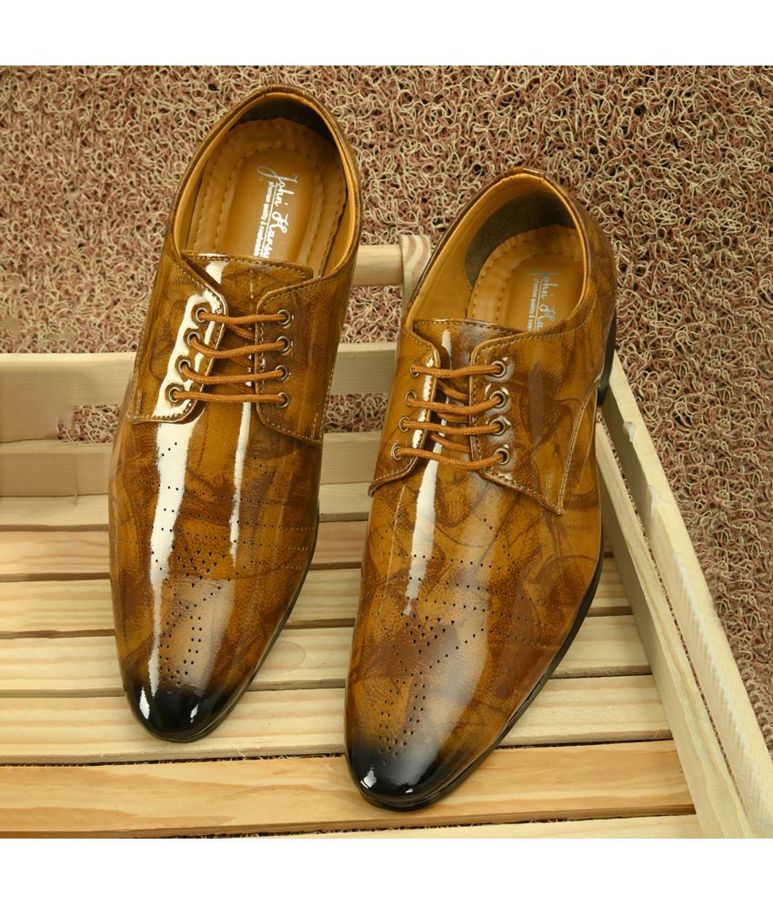     			John Karsun Tan Men's Derby Formal Shoes