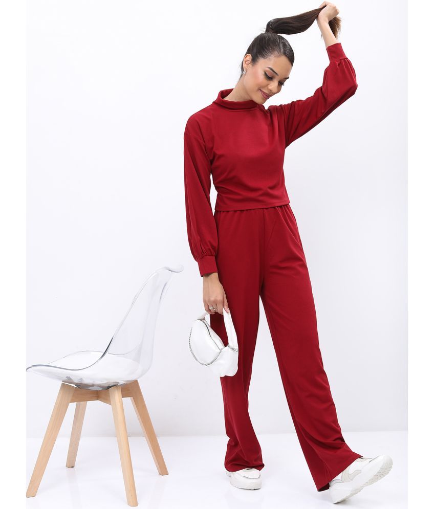     			Ketch Maroon Solid Pant Top Set