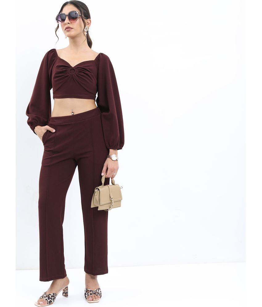     			Ketch Red Solid Pant Top Set