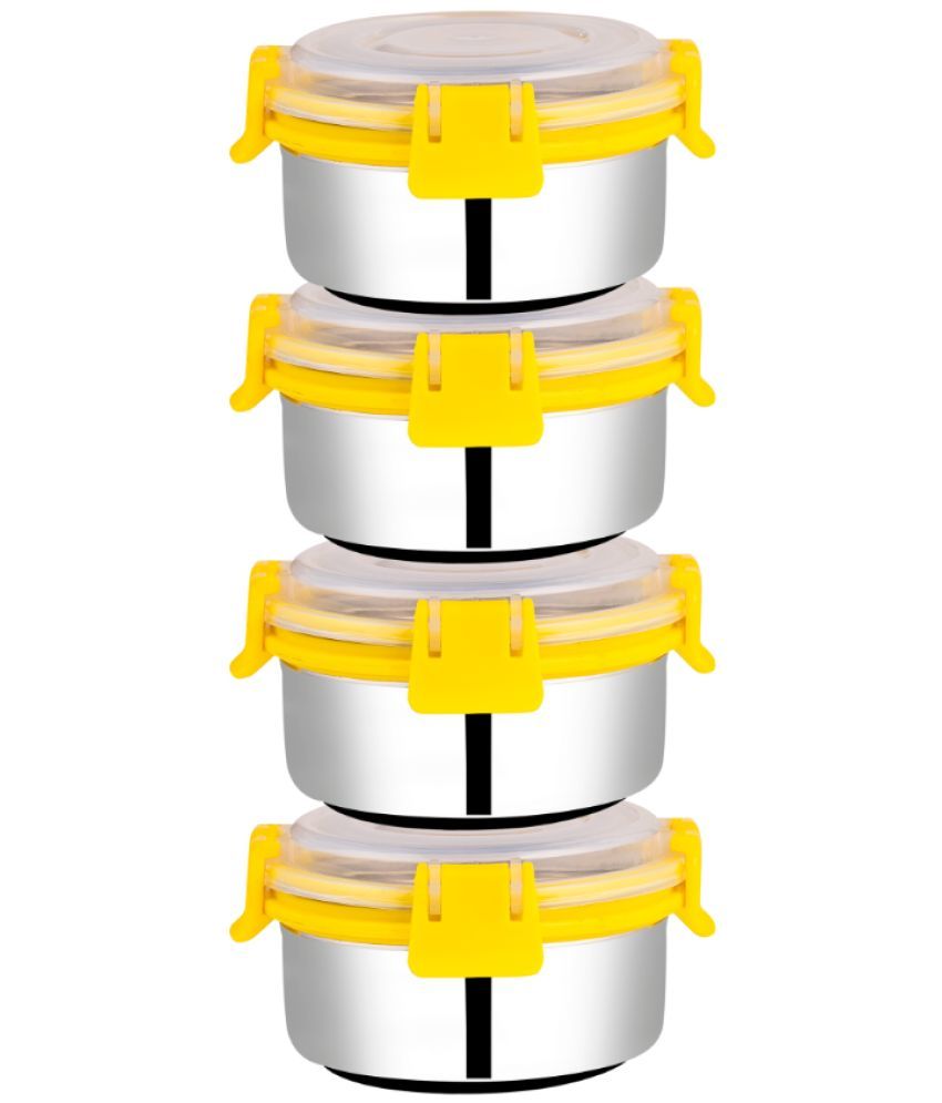     			BOWLMAN Smart Clip Lock Steel Yellow Food Container ( Set of 4 )