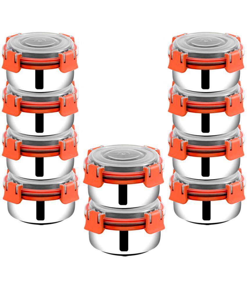     			BOWLMAN Smart Clip Lock Steel Orange Food Container ( Set of 10 )