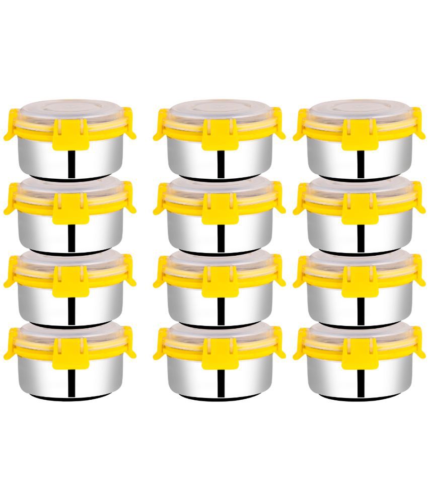    			BOWLMAN Smart Clip Lock Steel Yellow Food Container ( Set of 12 )