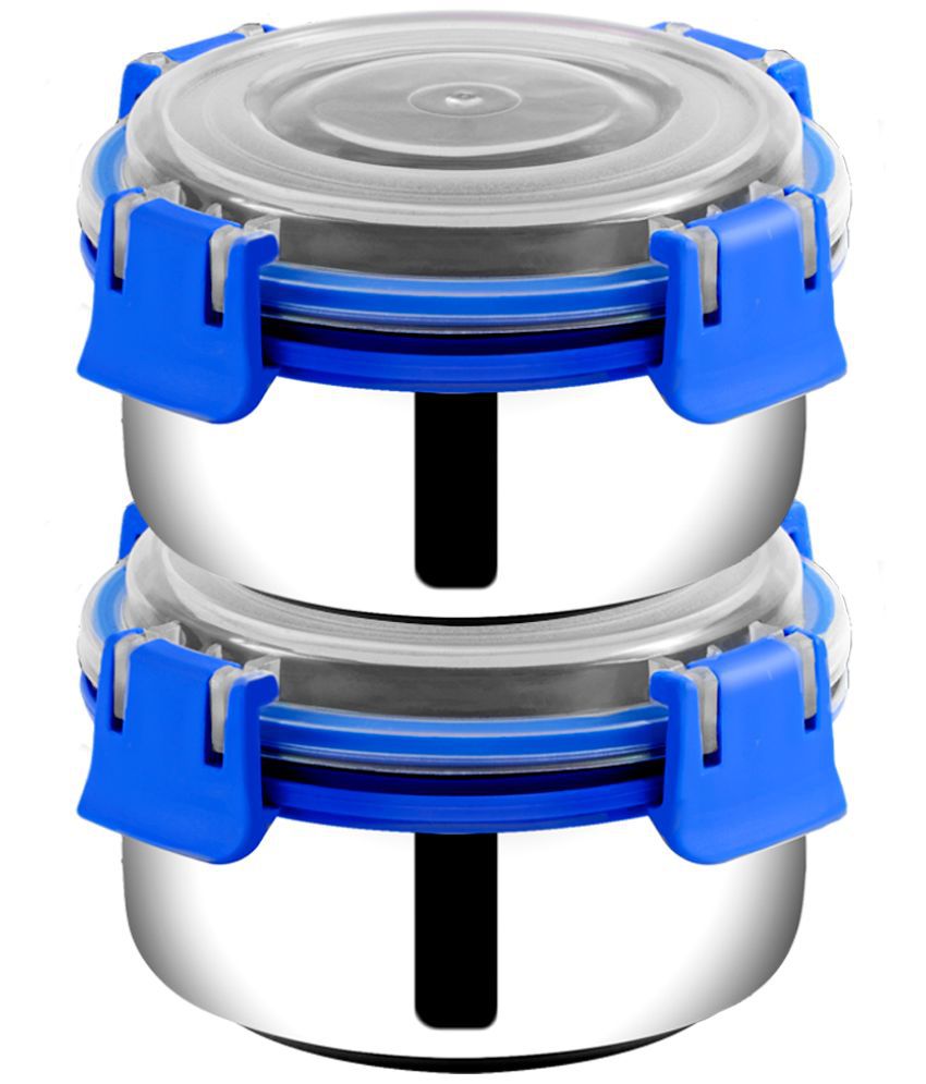     			BOWLMAN Smart Clip Lock Steel Dark Blue Food Container ( Set of 2 )
