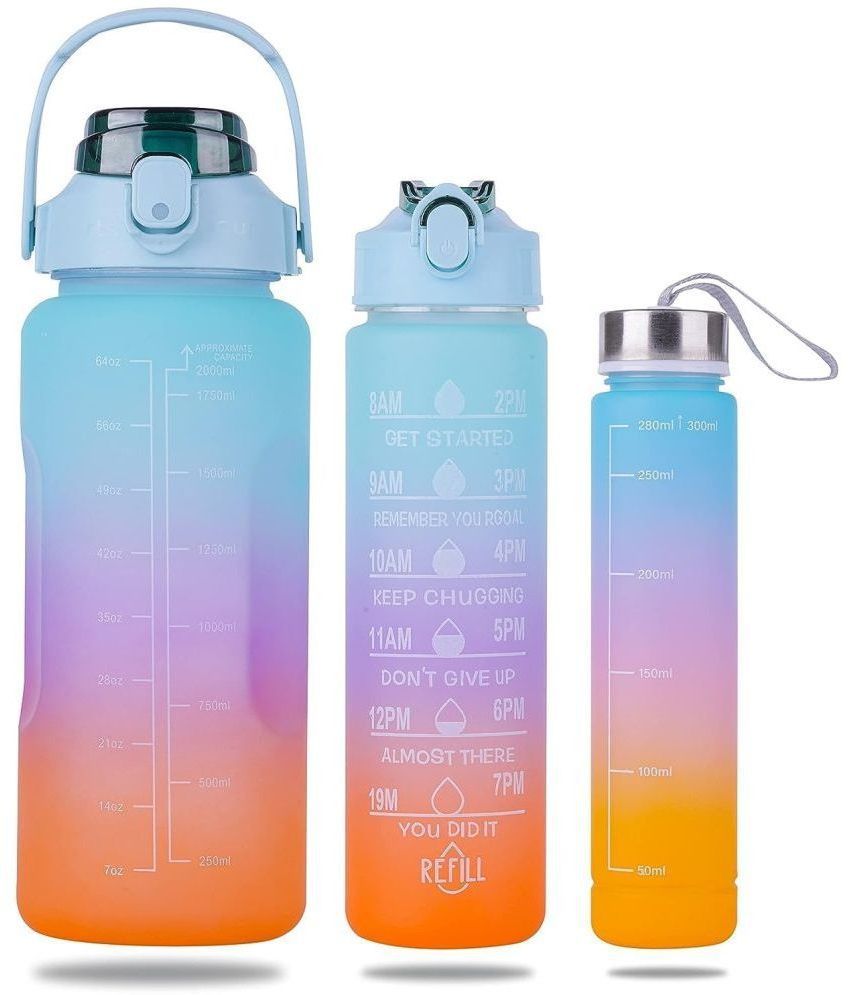     			Bhavyta 3 PCS Set Motivational Water Bottle Multicolour Sipper Water Bottle :2L+1L+300 mL ( Set of 3 )