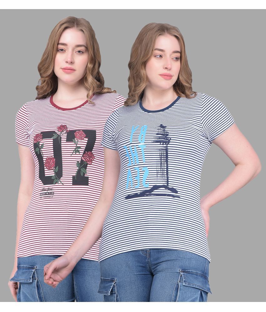     			Dollar Multi Color Cotton Regular Fit Women's T-Shirt ( Pack of 2 )