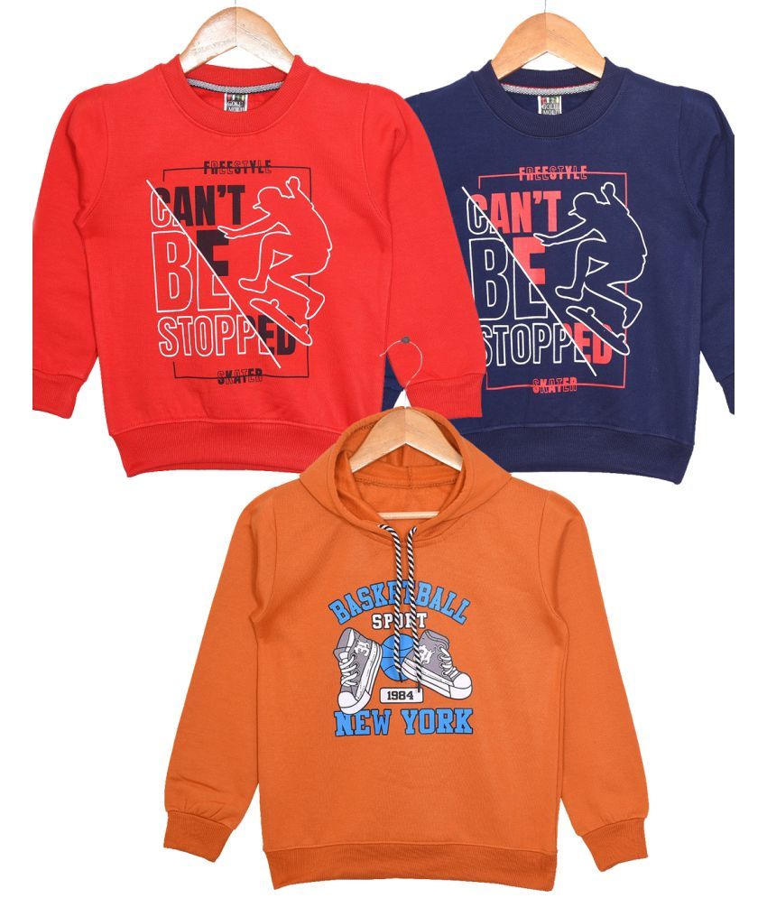     			Golu Molu Orange Cotton Blend Boys Sweatshirt ( Pack of 3 )