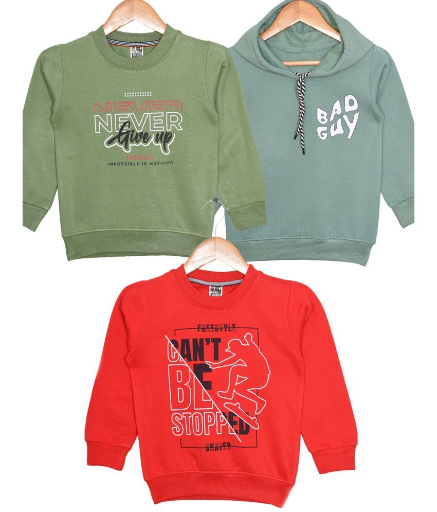     			Golu Molu Red Cotton Blend Boys Sweatshirt ( Pack of 3 )