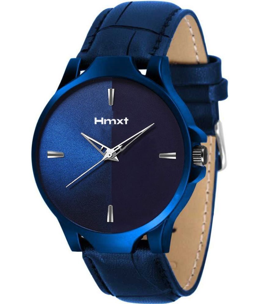     			HMXT Blue PU Analog Men's Watch