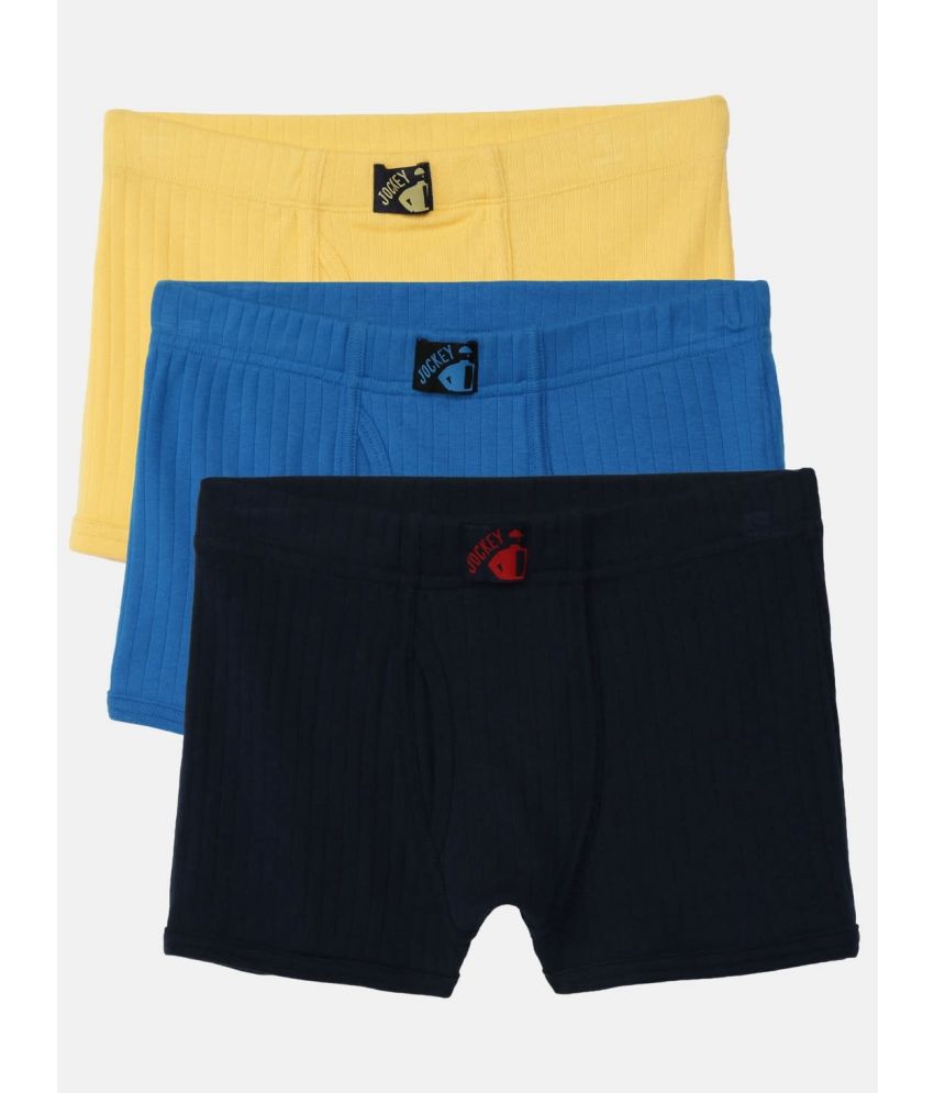     			Jockey 3036 Boy's Super Combed Cotton Solid Trunk - Assorted(Pack of 3 - Color & Prints May Vary)