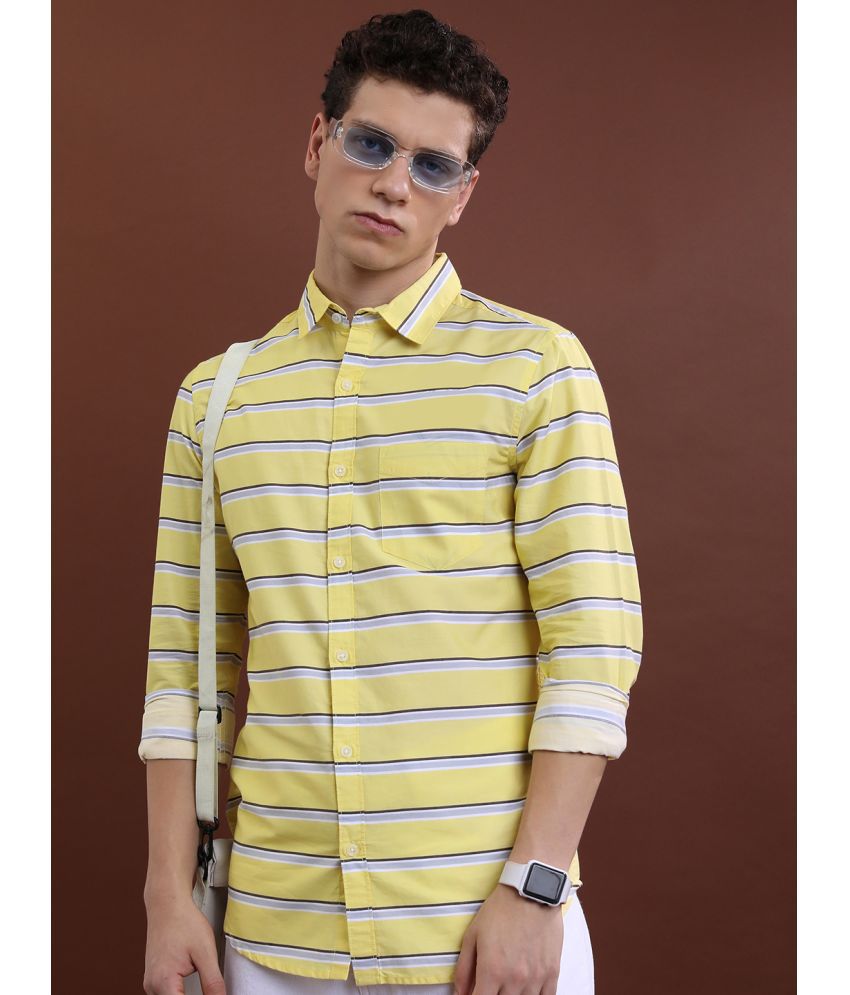     			Ketch 100% Cotton Regular Fit Striped Full Sleeves Men's Casual Shirt - Yellow ( Pack of 1 )