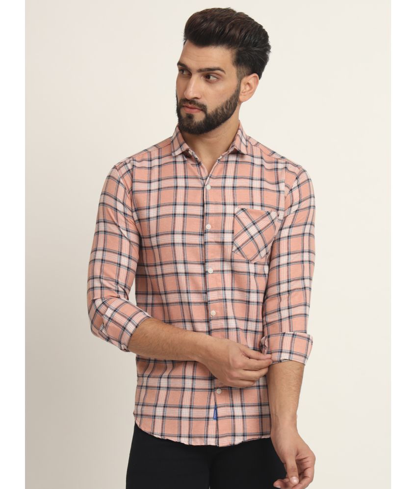     			RAGZO Cotton Blend Slim Fit Checks Full Sleeves Men's Casual Shirt - Pink ( Pack of 1 )