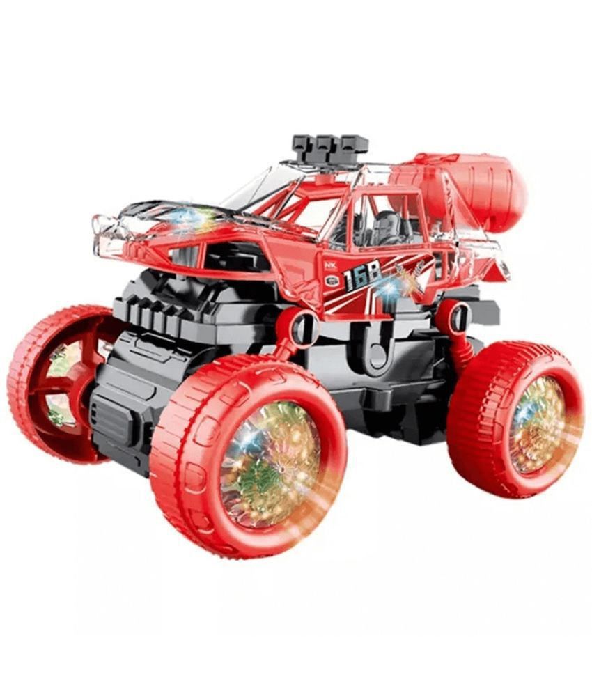     			RAINBOW RIDERS Stunt Car /Stunt Spray Battery Operated Car with 3D Flashing Light & Sound Toy for Kids Friction Power Toy Car for Kids - 360 Degree Stunt Car for Boys Age 3+ Years Stunt Toy Car, Rock Crawler- Plastic Multiple Color Options Are Available