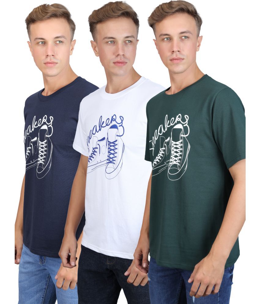     			Supersquad 100% Cotton Regular Fit Printed Half Sleeves Men's T-Shirt - Multicolor ( Pack of 3 )
