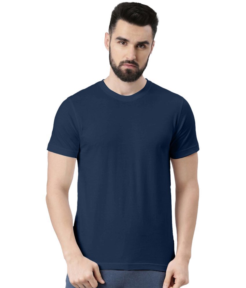     			Veirdo 100% Cotton Regular Fit Solid Half Sleeves Men's T-Shirt - Navy ( Pack of 1 )