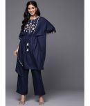 Varanga Cotton Printed Kurti With Pants Women's Stitched Salwar Suit - Navy Blue ( Pack of 1 )