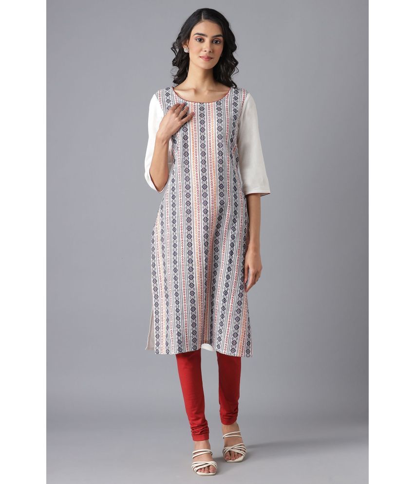     			Aurelia Cotton Printed Straight Women's Kurti - White ( Pack of 1 )