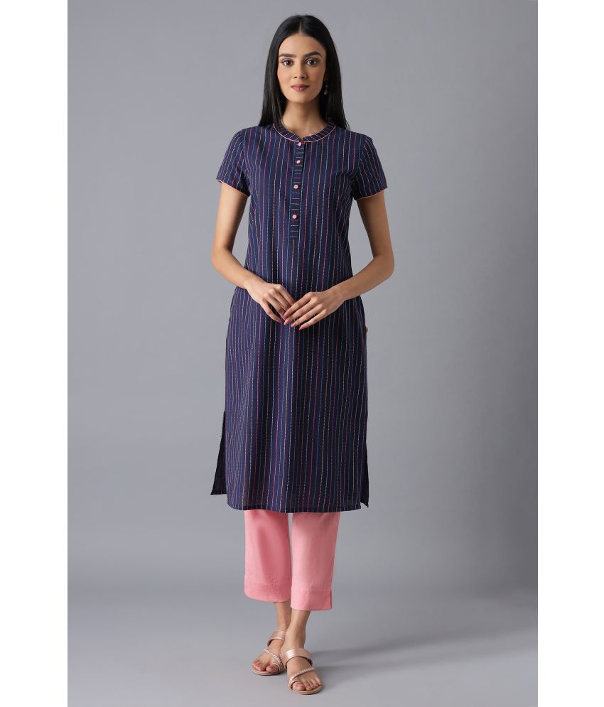     			Aurelia Cotton Striped Straight Women's Kurti - Navy ( Pack of 1 )