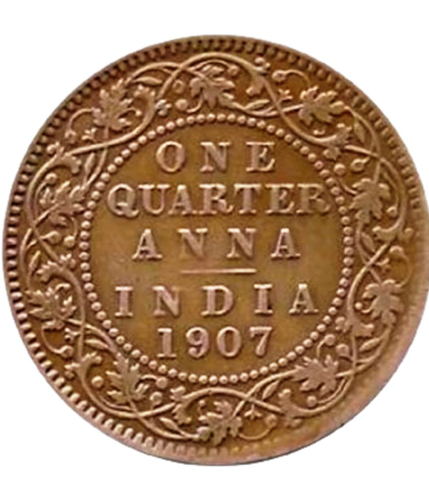     			British India 1 Quarter Anna 1907 Type Coin