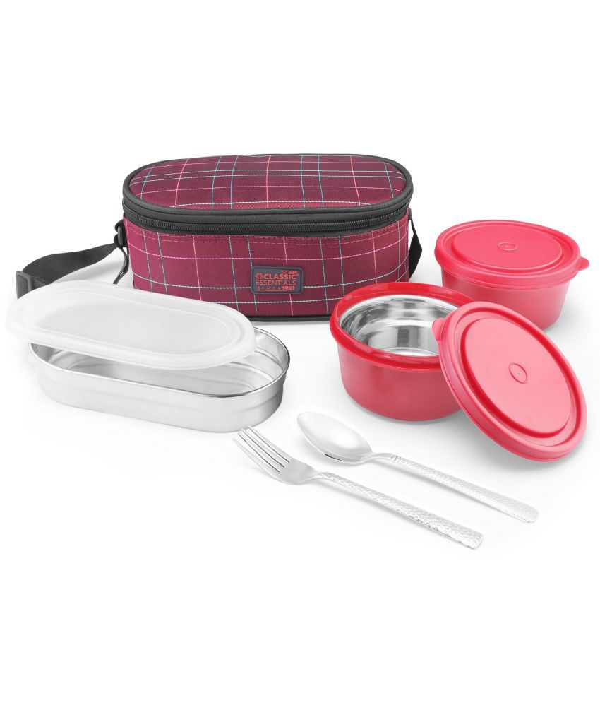    			Classic Essentials Microwave Safe Lunch Box Stainless Steel Lunch Box 3 - Container ( Pack of 1 )