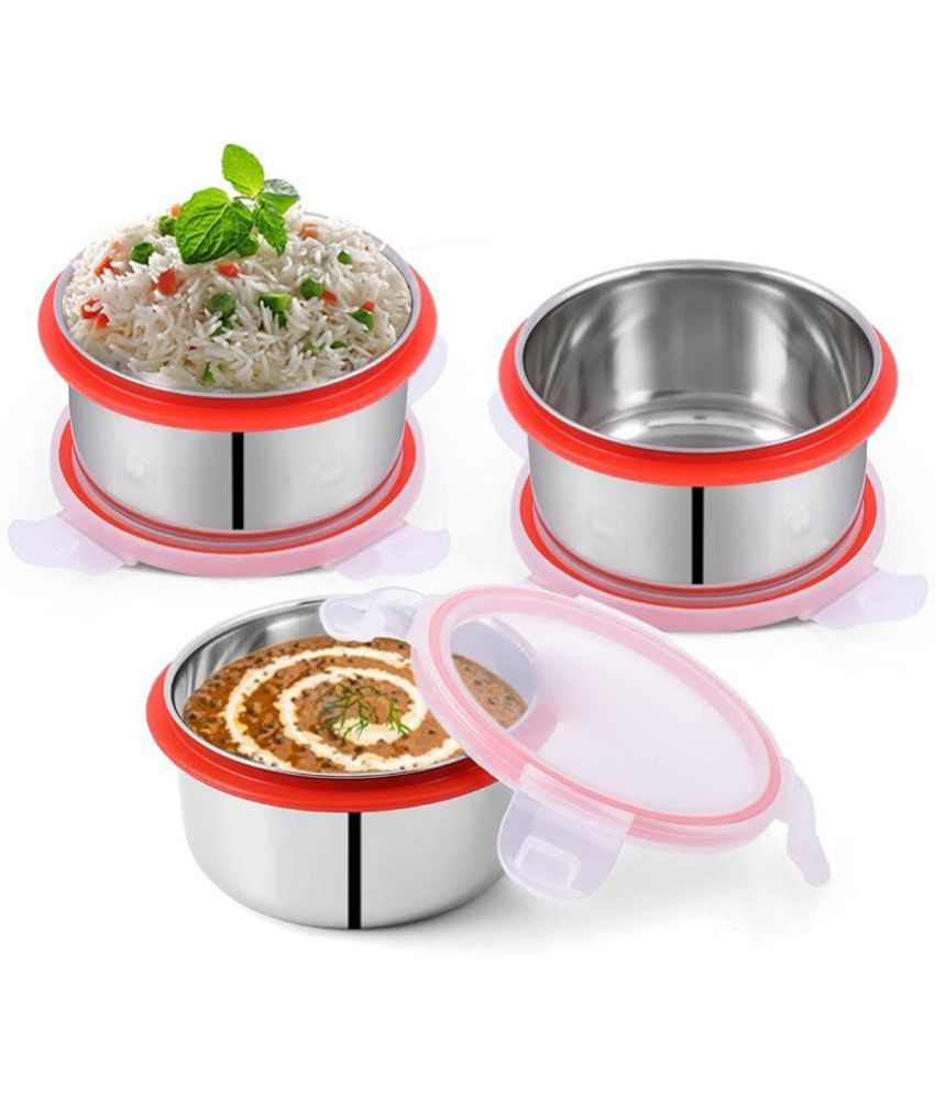     			HOMETALES Stainless Steel Kitchen Containers/Tiffin/Lunch Box,350ml each (3U)