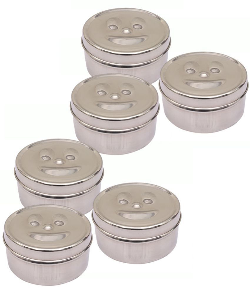     			HOMETALES Stainless Steel Kitchen Smiley Containers/Tiffin/Lunch Box,350ml each (6U)