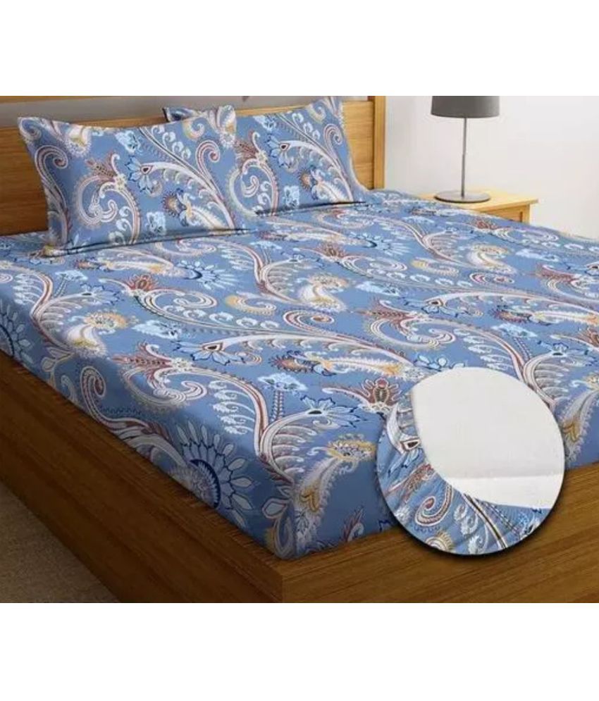     			JBTC COTTON Floral Fitted 1 Bedsheet with 2 Pillow Covers ( Double Bed ) - GRAY