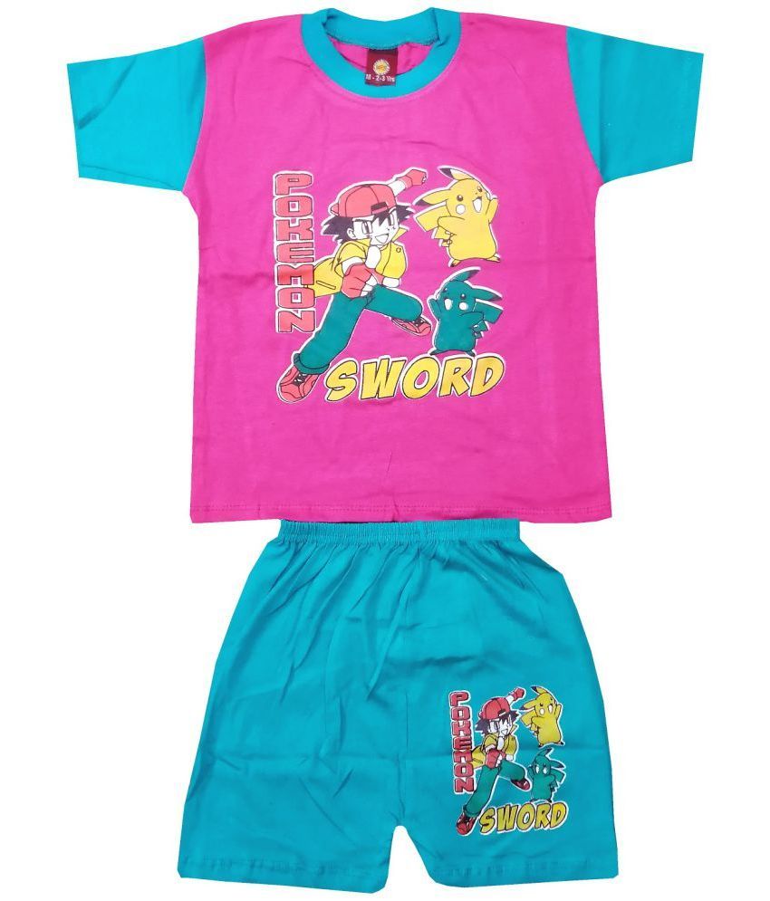     			MRB Pink Cotton Boys T-Shirt & Shorts ( Pack of 1 )