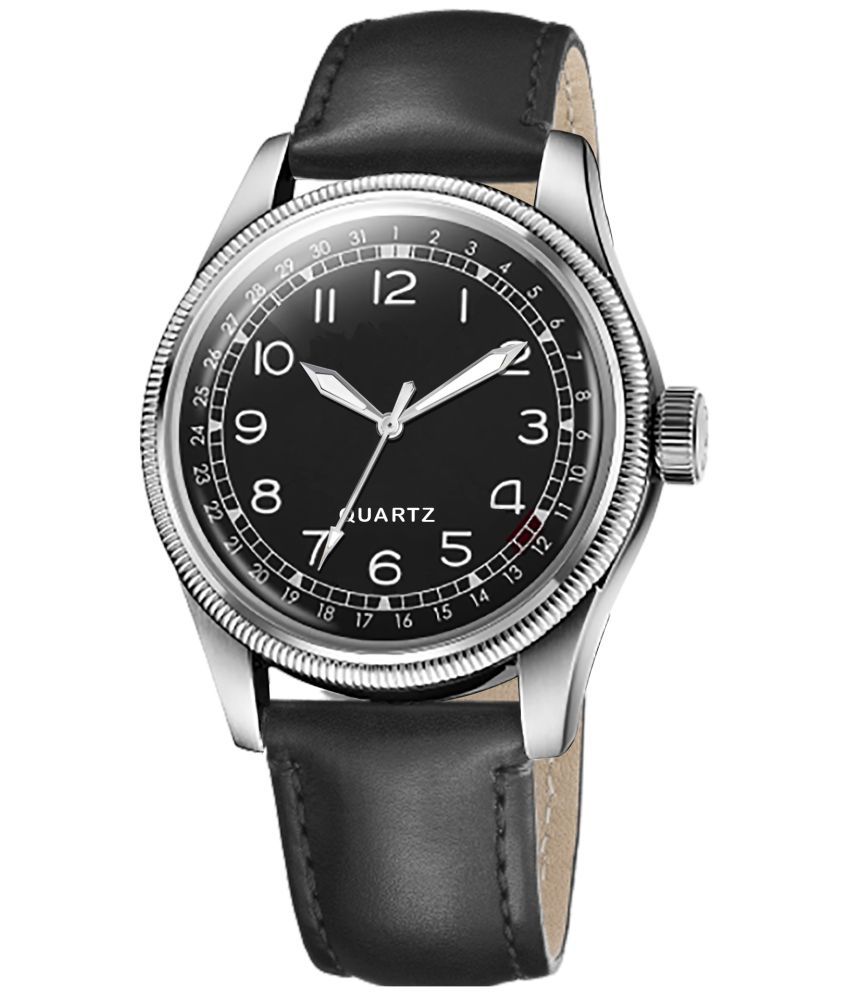     			Newman Black Leather Analog Men's Watch