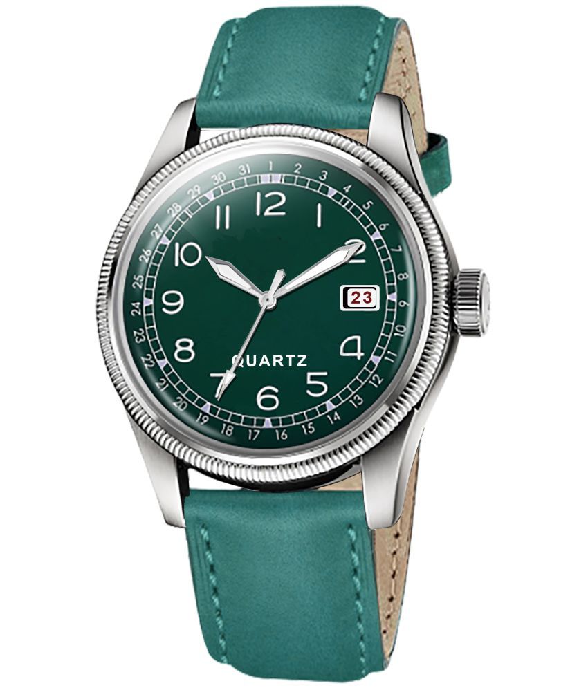     			Newman Green Leather Analog Men's Watch