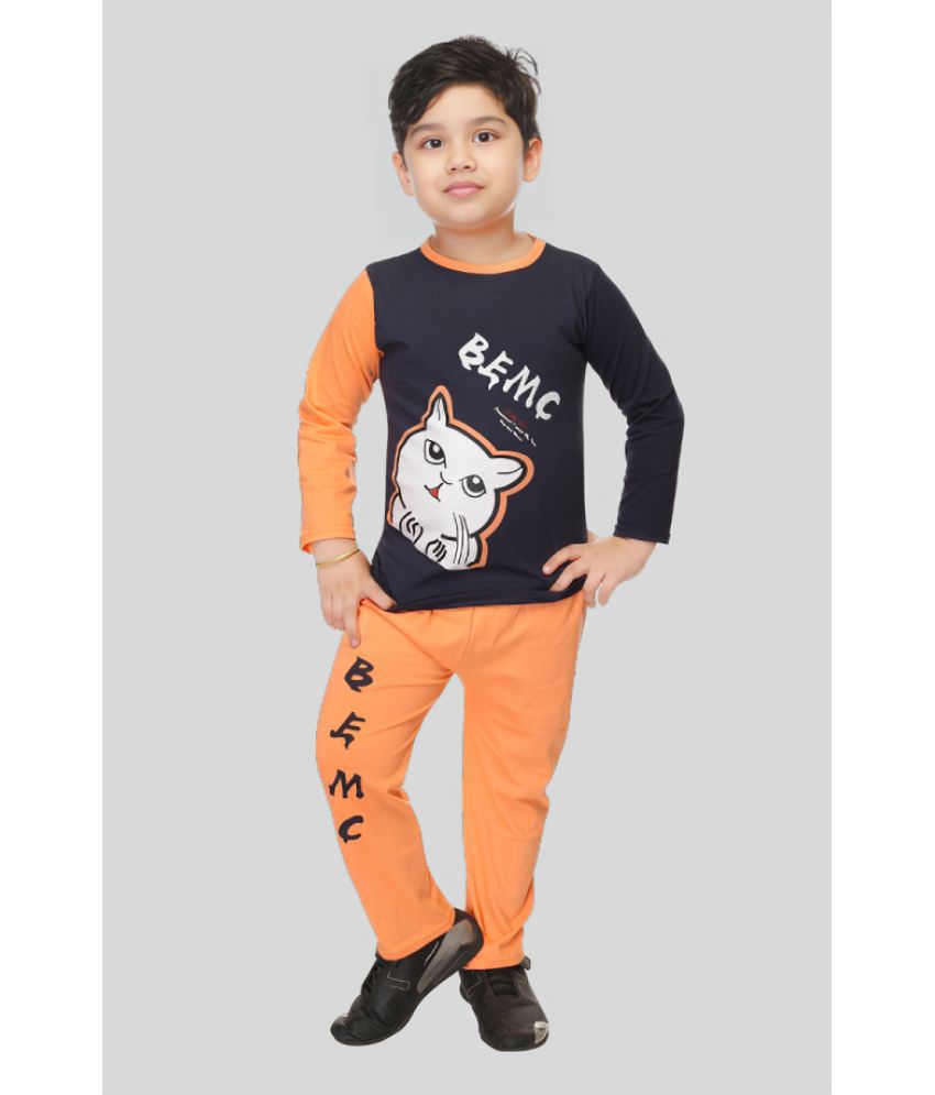     			s muktar garments Orange Cotton Boys T-Shirt & Pants ( Pack of 1 )