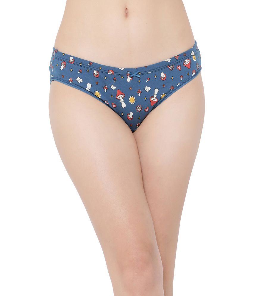     			Clovia Pack of 1 Cotton Printed Women's Bikini ( Blue )