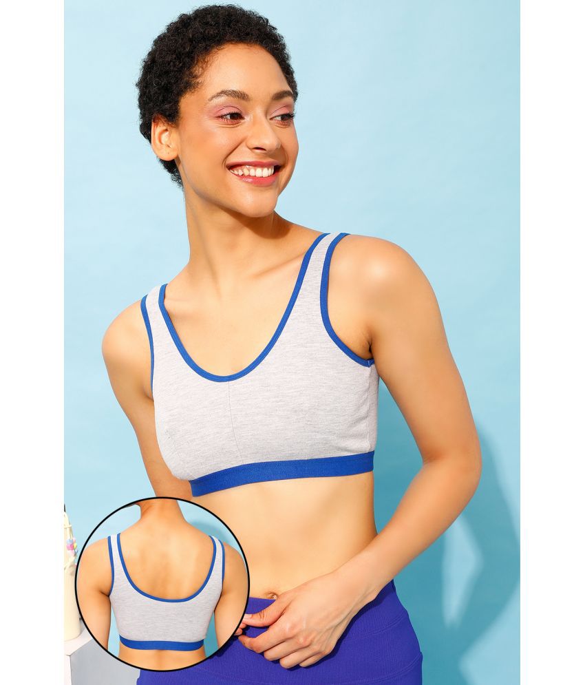     			Clovia Grey Cotton Removable Padding Women's Sports Bra ( Pack of 1 )