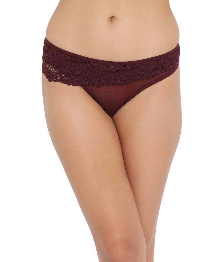     			Clovia Lace Printed Women's Thongs ( Maroon )