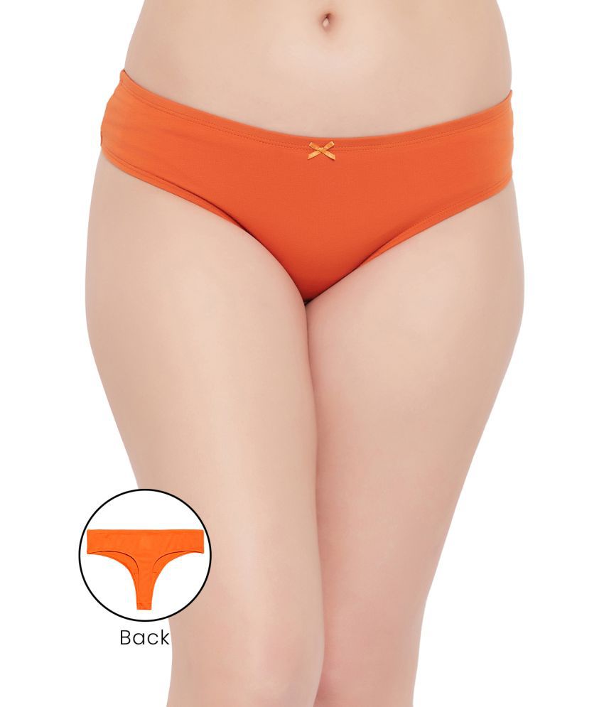     			Clovia Orange Cotton Solid Women's Thongs ( Pack of 1 )