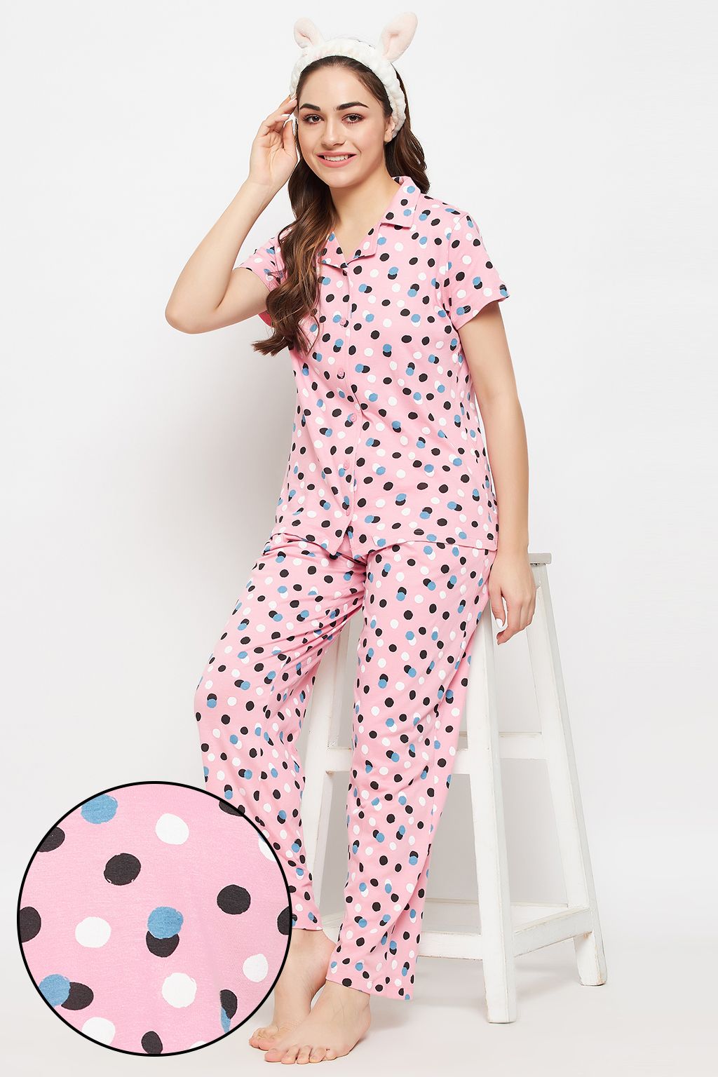     			Clovia Pink Cotton Women's Nightwear Nightsuit Sets ( Pack of 2 )