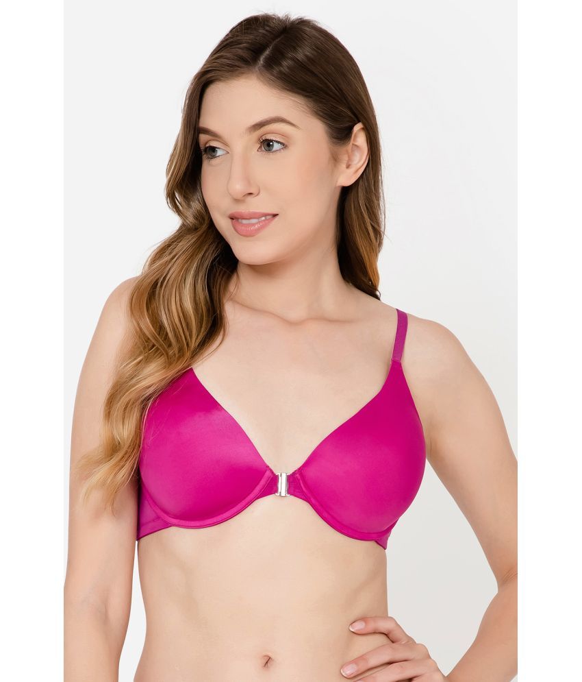     			Clovia Pink Nylon Heavily Padded Women's Plunge Bra ( Pack of 1 )