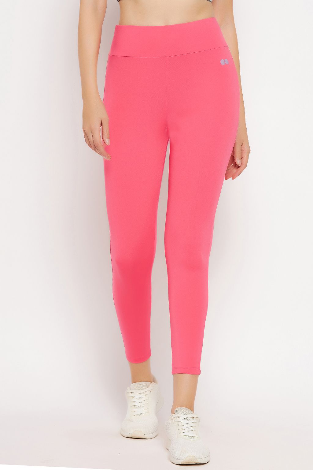     			Clovia Pink Polyester Solid Tights - Single