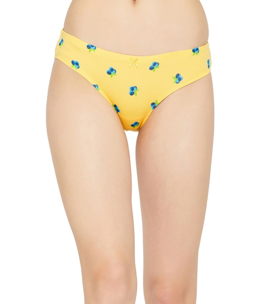     			Clovia Yellow Cotton Solid Women's Bikini ( Pack of 1 )