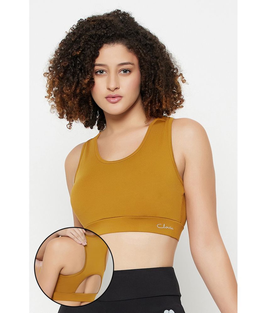     			Clovia Yellow Polyester Removable Padding Women's Sports Bra ( Pack of 1 )