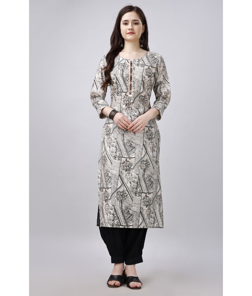     			MOJILAA Viscose Printed Kurti With Salwar Women's Stitched Salwar Suit - White ( Pack of 1 )