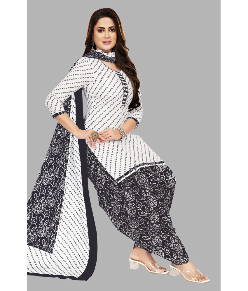     			SIMMU Cotton Printed Kurti With Patiala Women's Stitched Salwar Suit - White ( Pack of 1 )