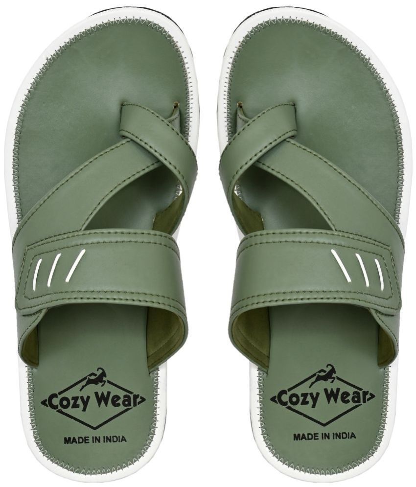     			Cozy Wear Green Men's Leather Slipper