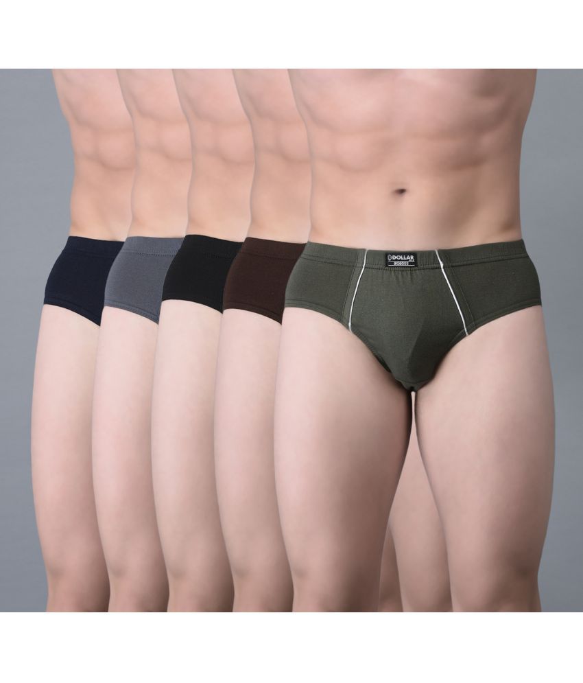     			Pack of 5 Dollar Bigboss Assorted Solid Cotton Blend Men Brief